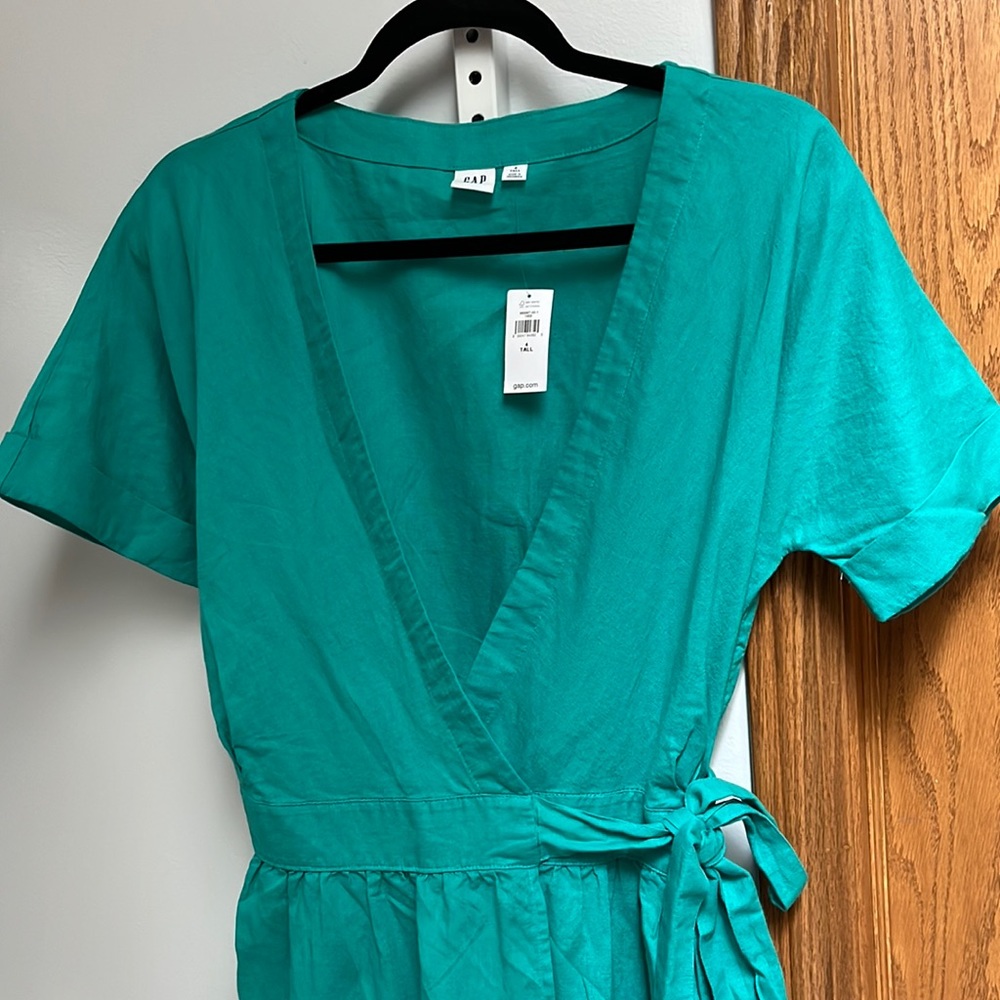 GAP cotton green dress, size 4 tall, new with tag,